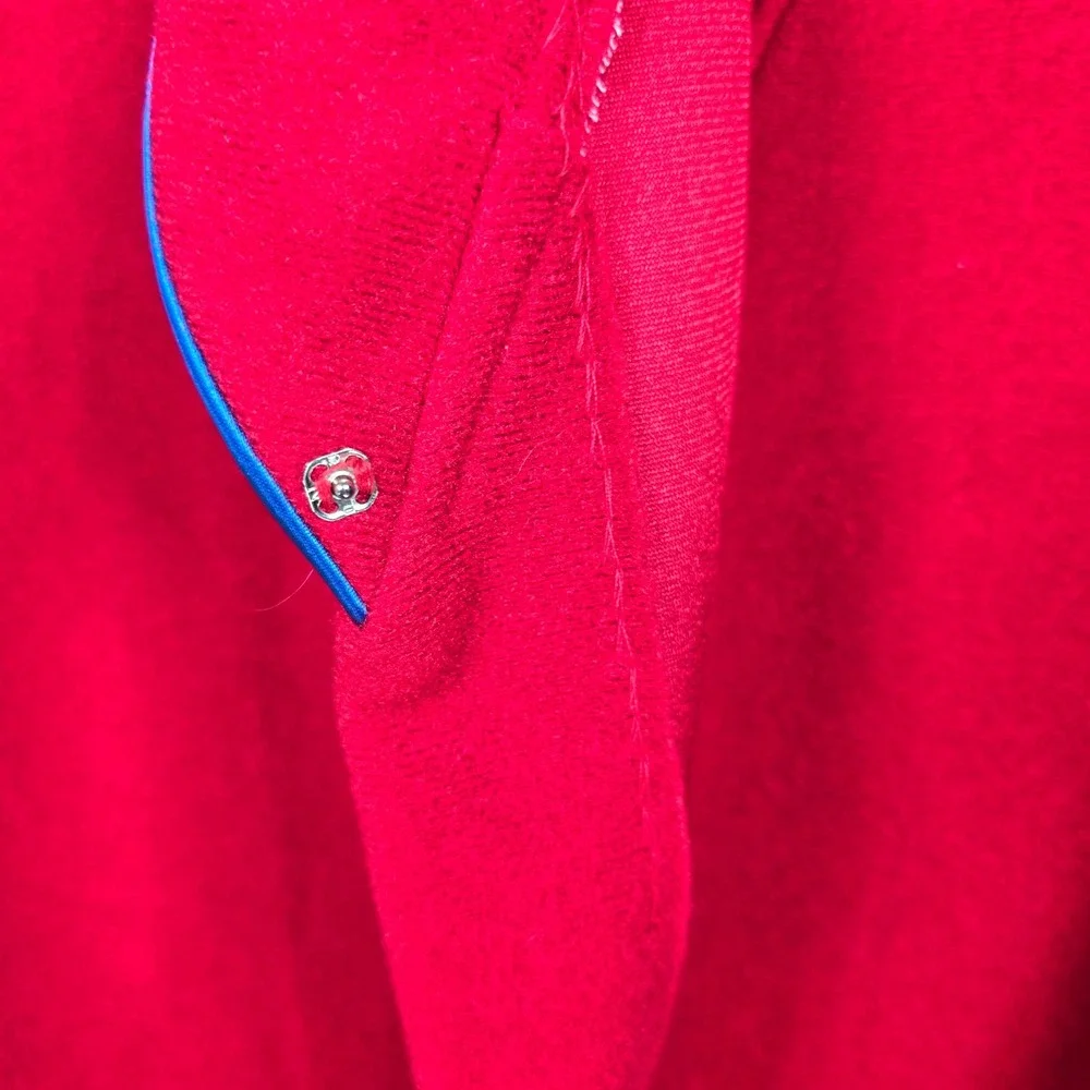 VTG Bill Blass Robe Small Red Dacron Polyester Long Lounger Luxury Trim Belt USA